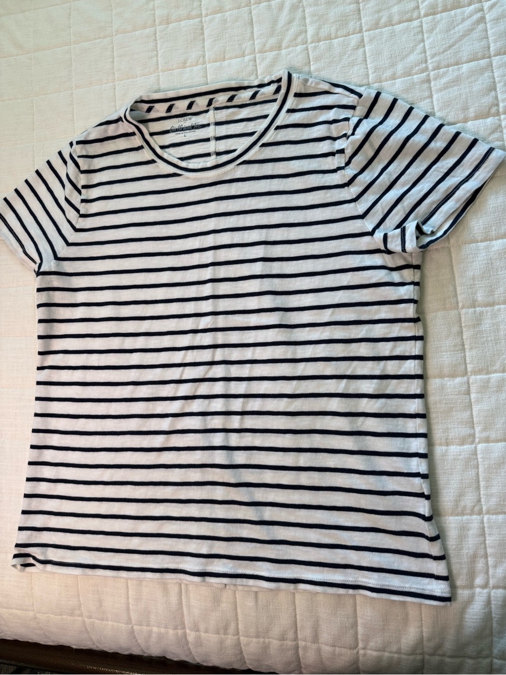 J. Crew Girlfriend Tee White with Black Horizontal Stripes